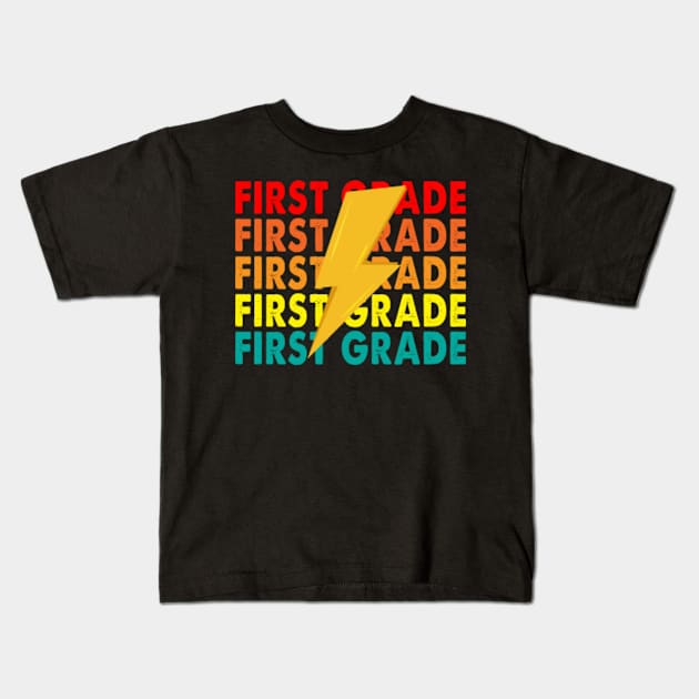 First Grade Lightning Bolt Kids T-Shirt by Kardio